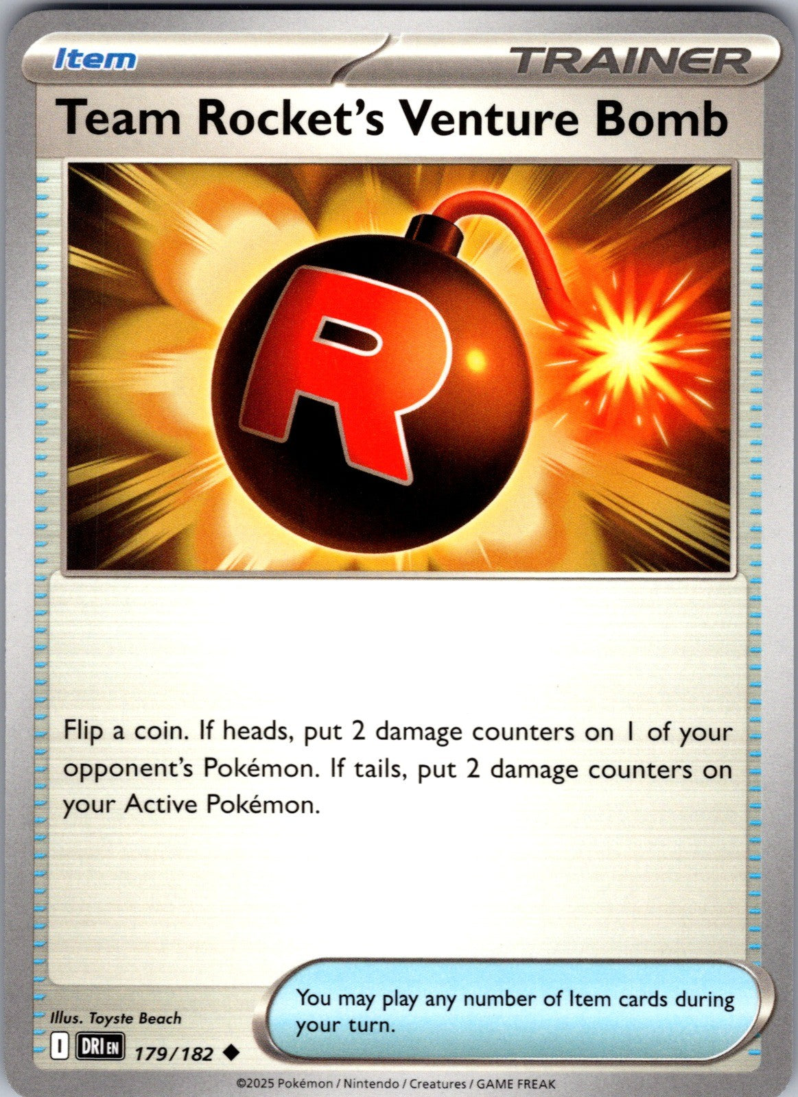 Team Rocket's Venture Bomb Uncommon SV10: Destined Rivals 179/182 LP