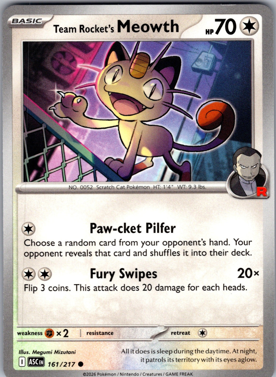 Team Rocket's Meowth Common ME: Ascended Heroes 161/217 LP