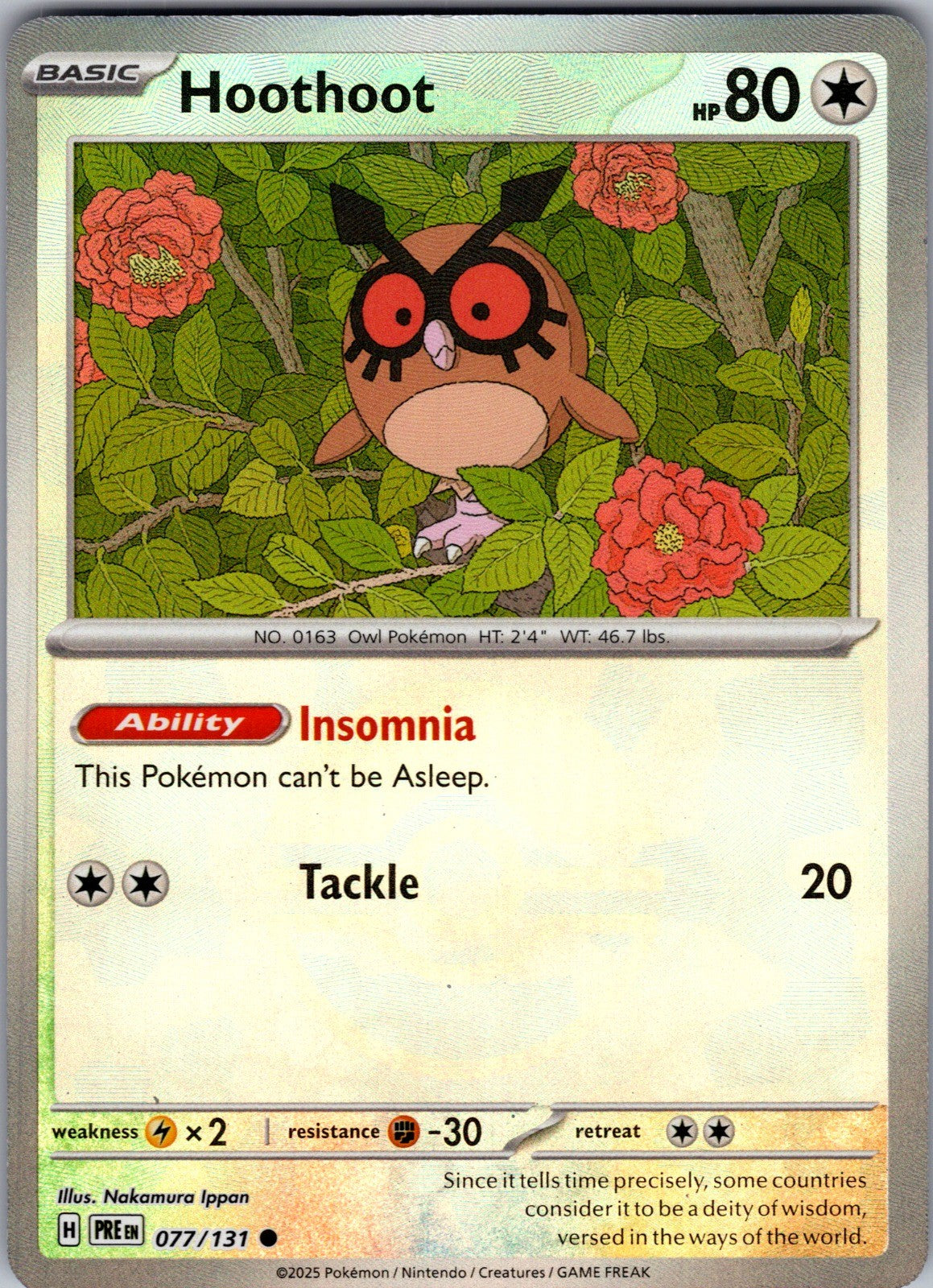 Hoothoot (Poke Ball Pattern) Holo Common SV: Prismatic Evolutions 077/131 LP