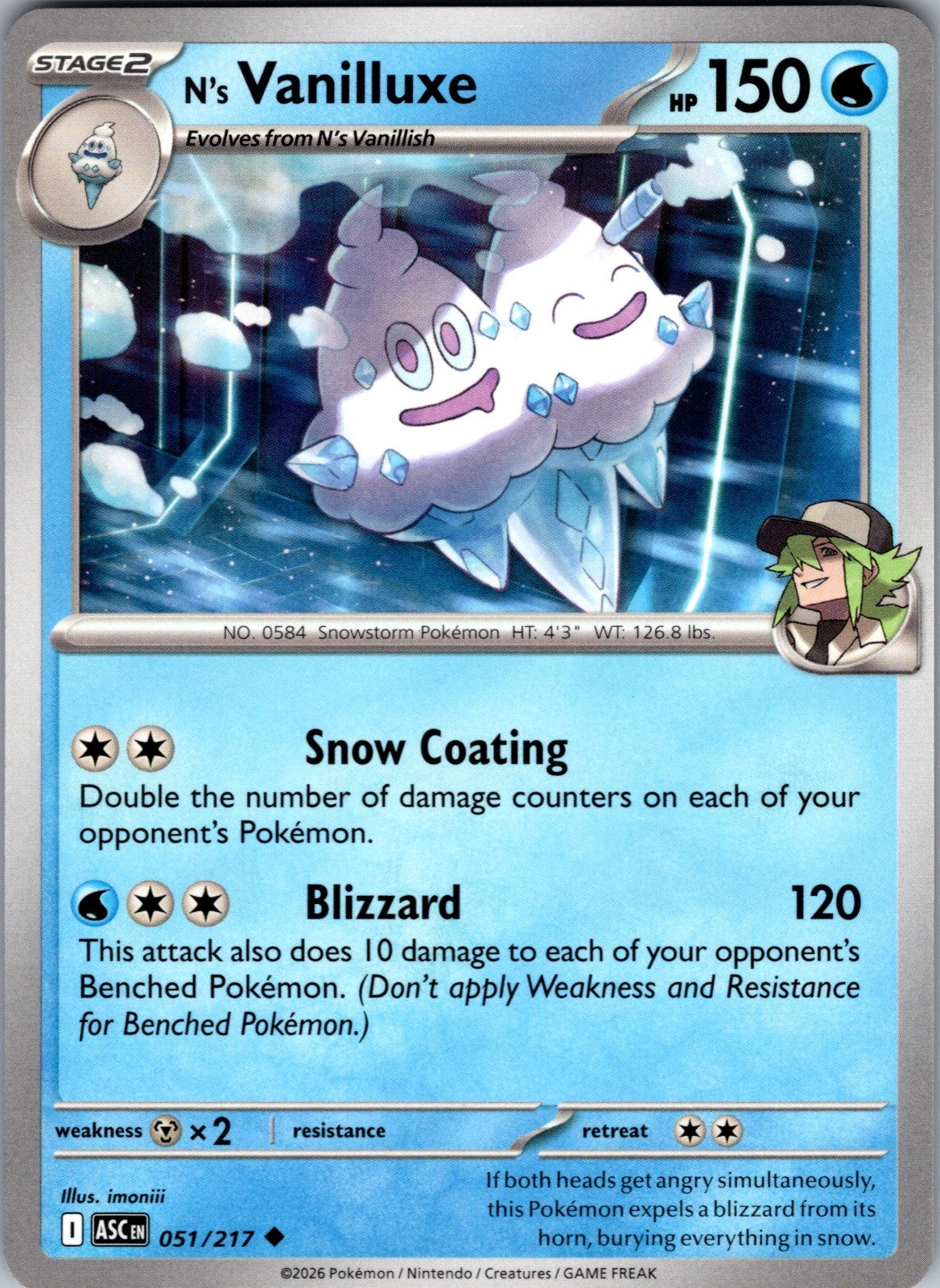 N's Vanilluxe Uncommon ME: Ascended Heroes 051/217 LP
