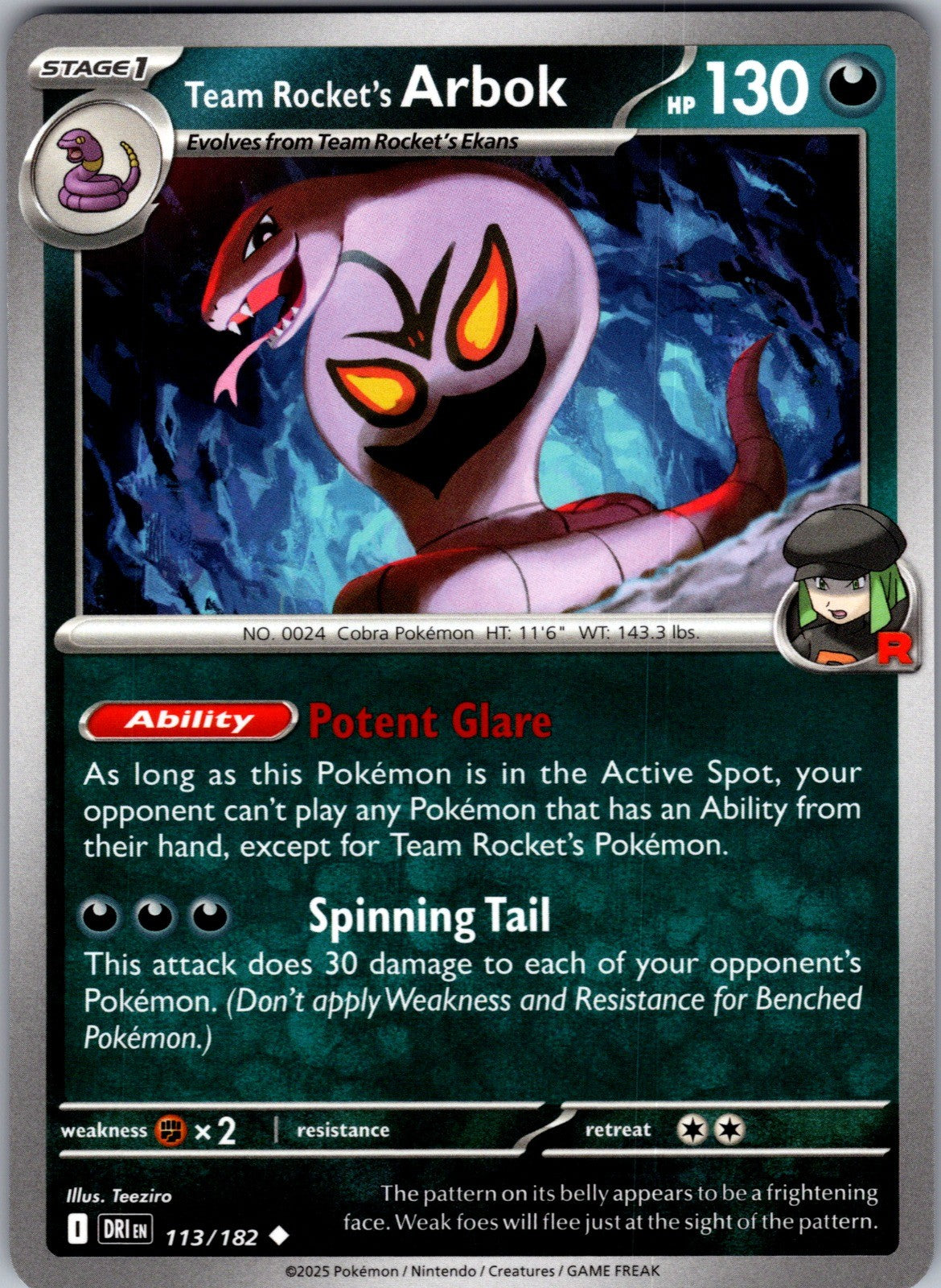 Team Rocket's Arbok Uncommon SV10: Destined Rivals 113/182 LP