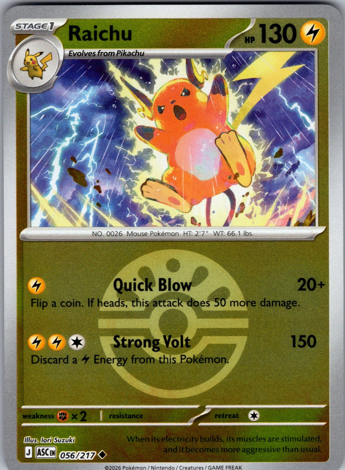 Raichu (Friend Ball) Reverse Holo Uncommon ME: Ascended Heroes 056/217 LP