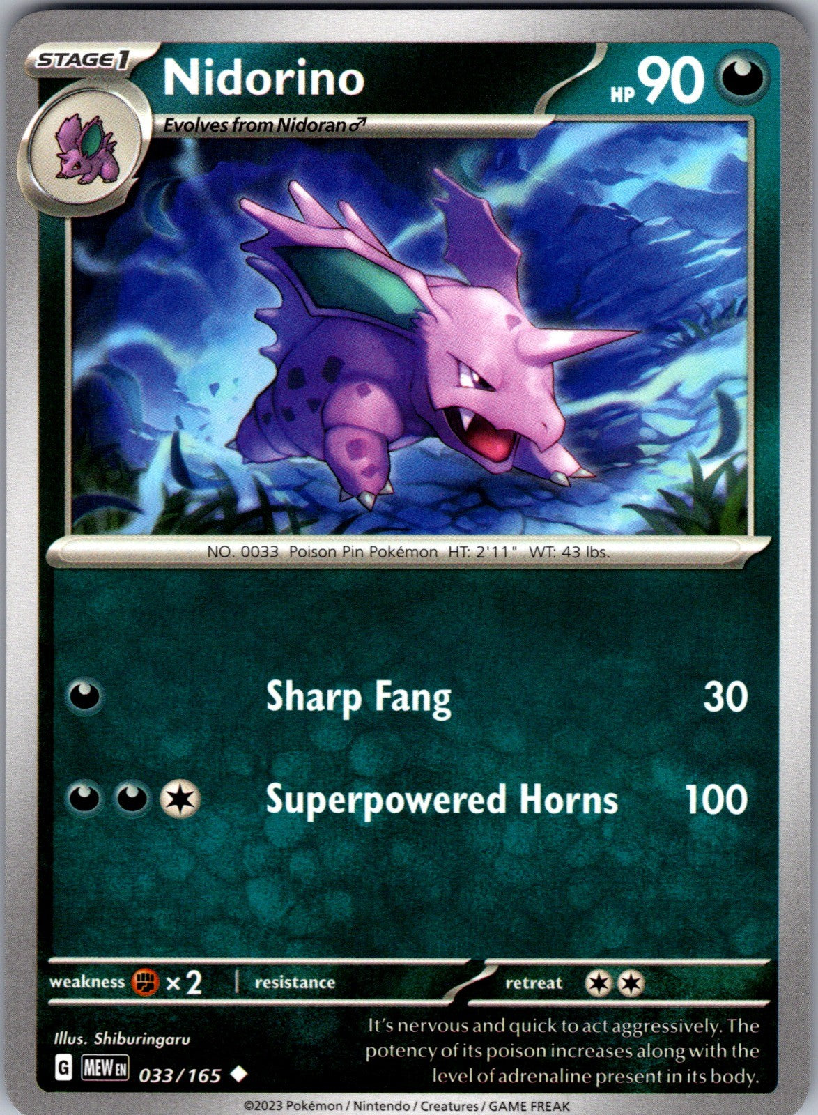 Nidorino Uncommon SV: Scarlet & Violet 151 033/165 LP