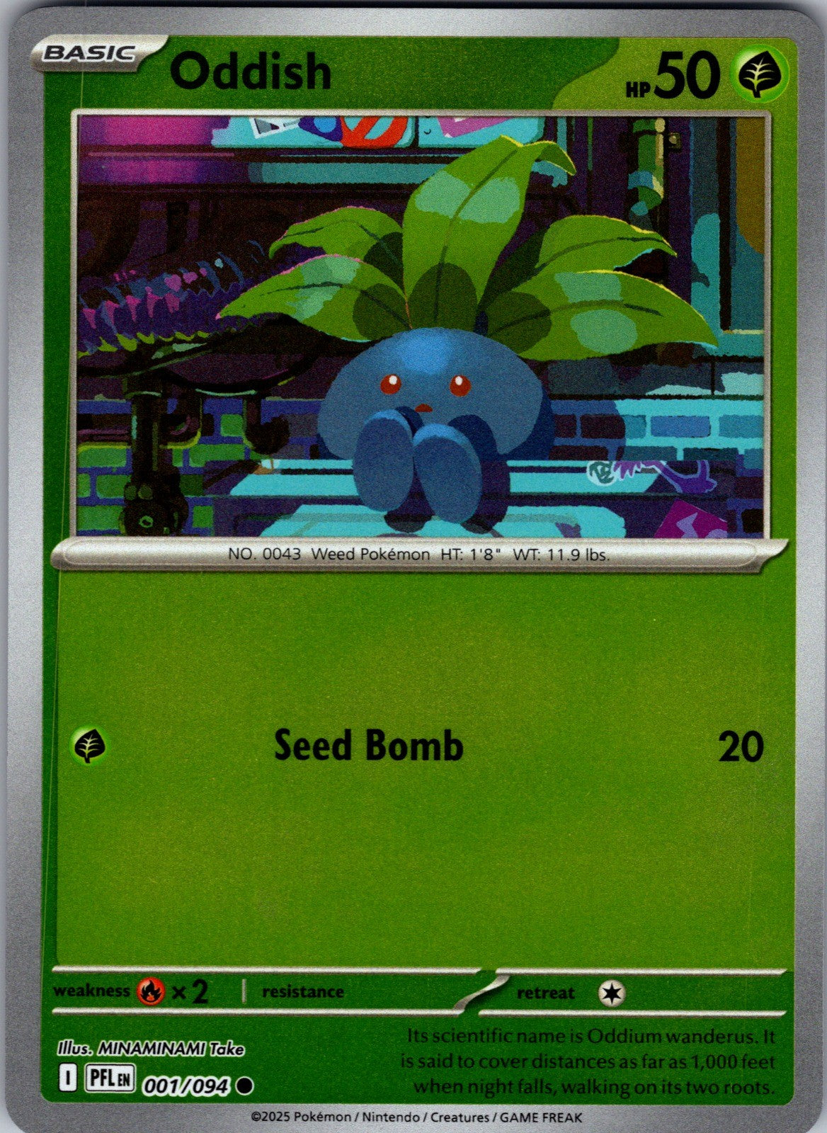 Oddish Reverse Holo Common ME02: Phantasmal Flames 001/094 LP