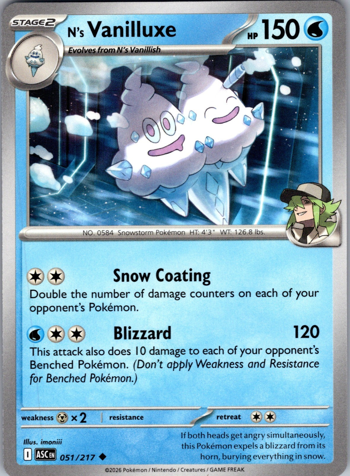 N's Vanilluxe Uncommon ME: Ascended Heroes 051/217 LP