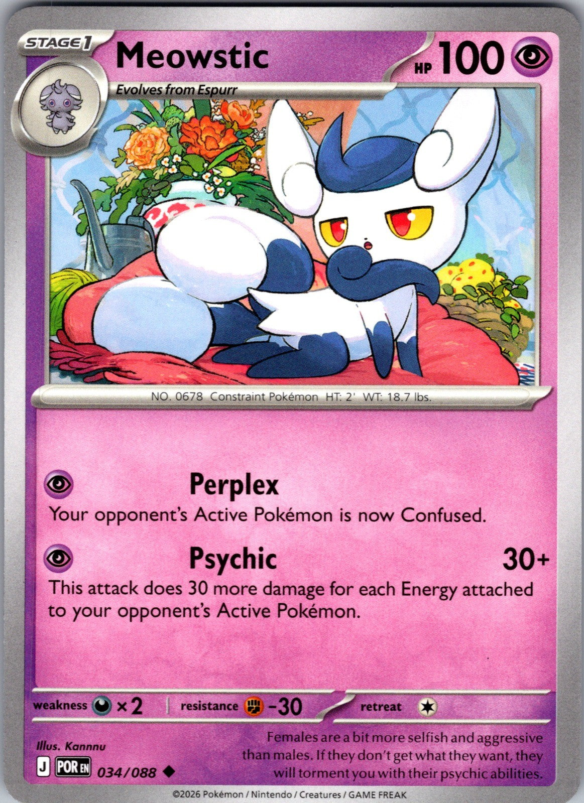 Meowstic Uncommon ME03: Perfect Order 034/088 LP