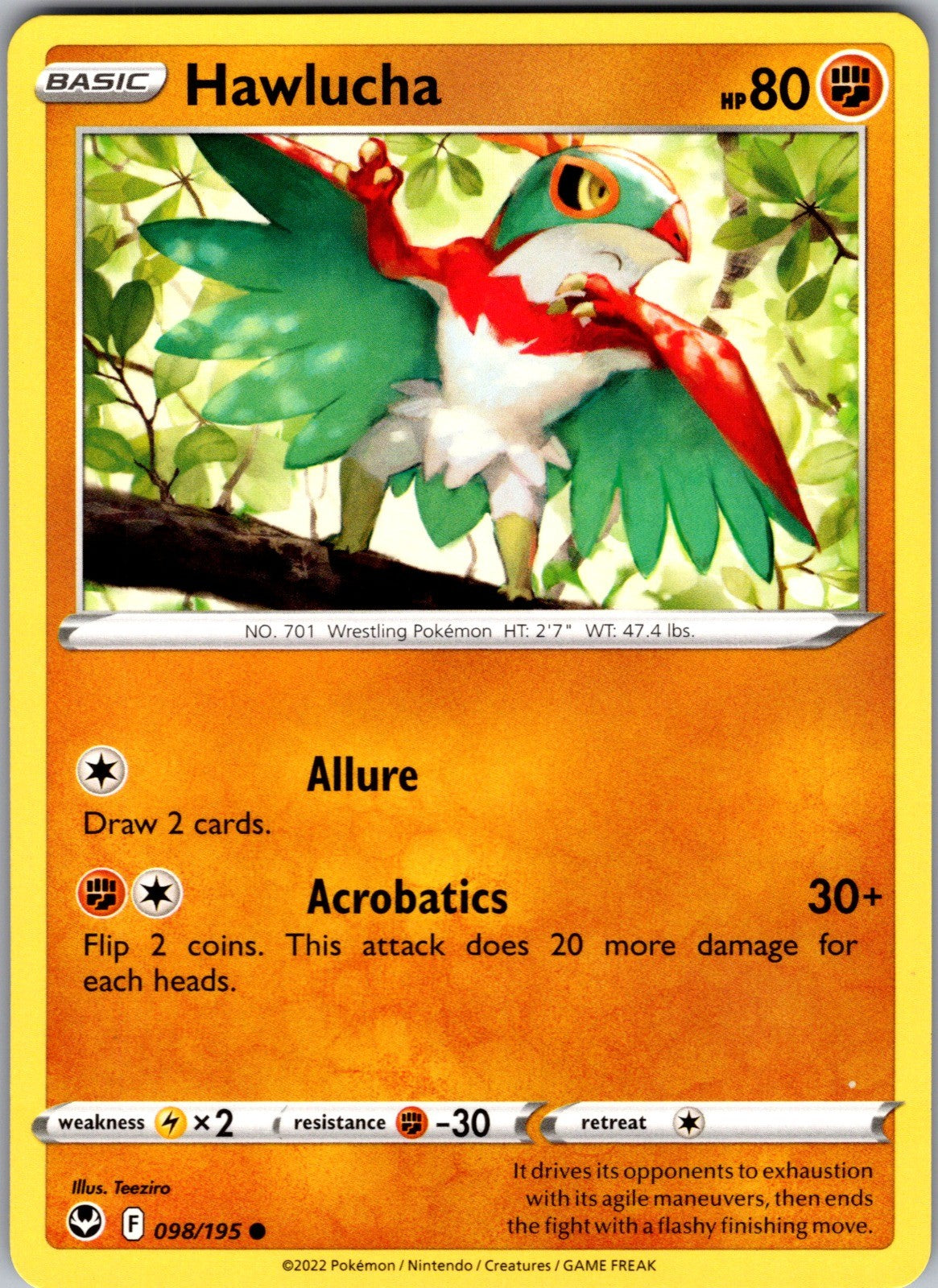 Hawlucha Common SWSH12: Silver Tempest 098/195 LP
