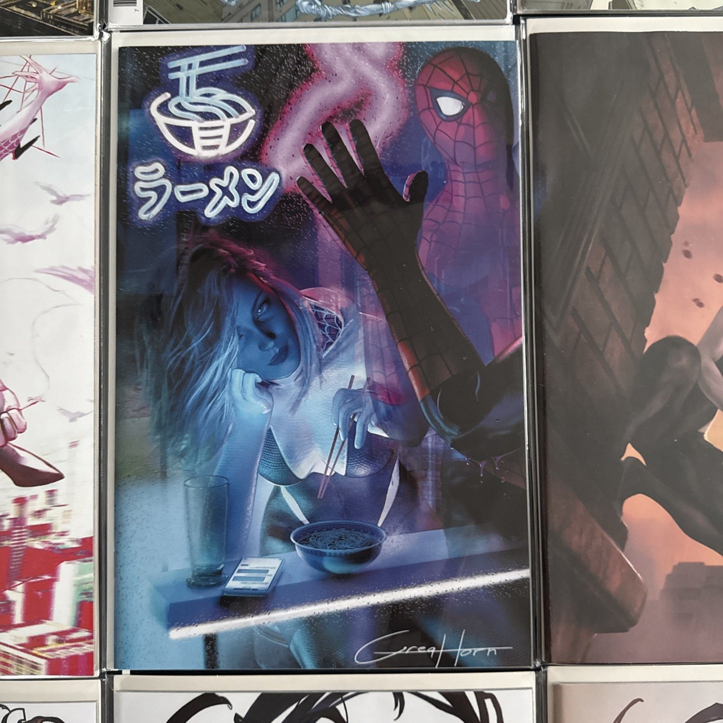 Spider-Man, spider Gwen, Miles Morales, Silk. Lobos Exclusive variant cover set