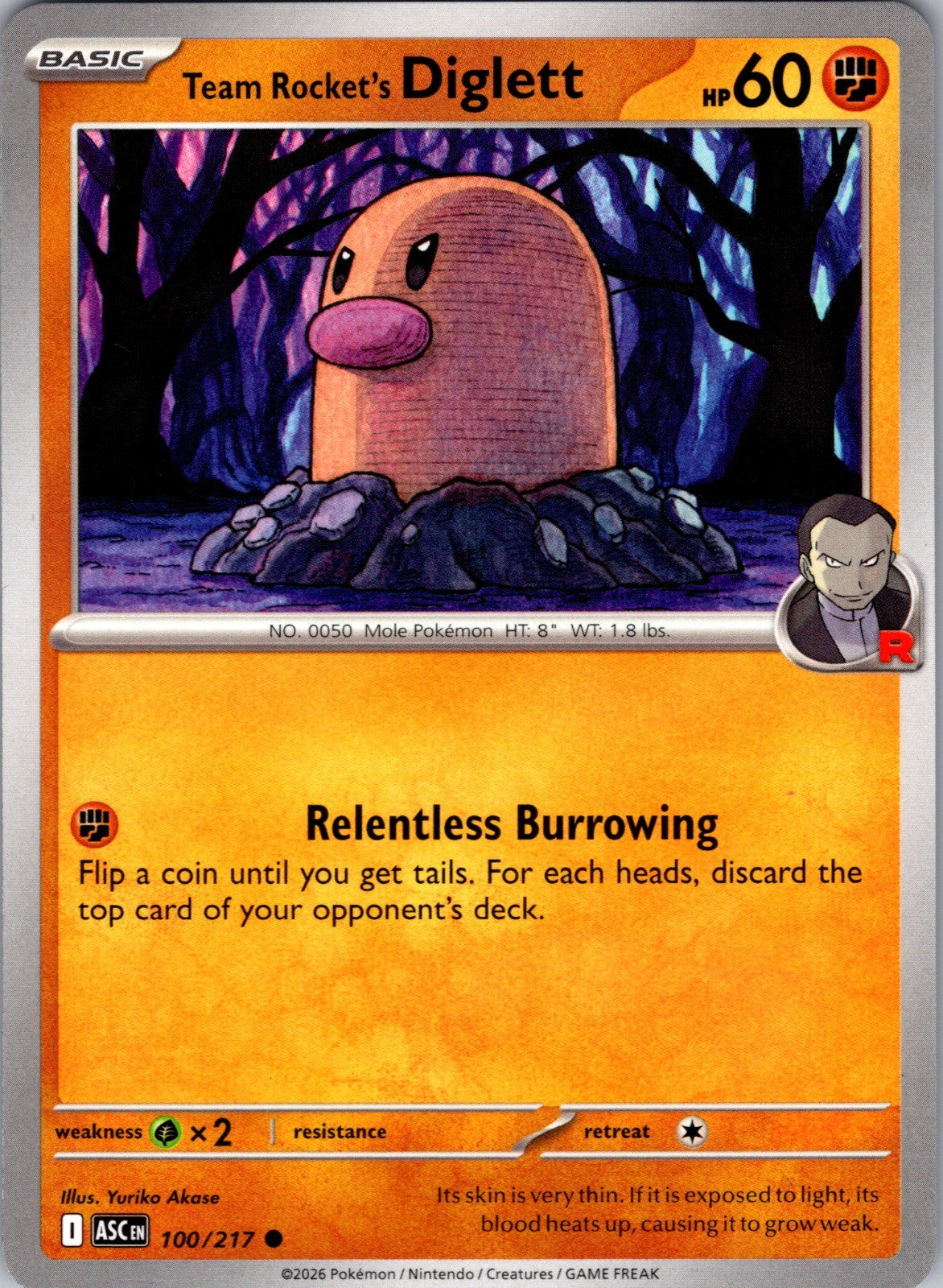 Team Rocket's Diglett Common ME: Ascended Heroes 100/217 LP