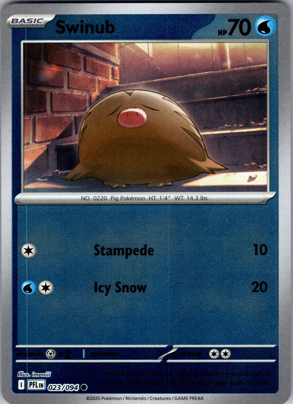 Swinub Reverse Holo Common ME02: Phantasmal Flames 023/094 LP