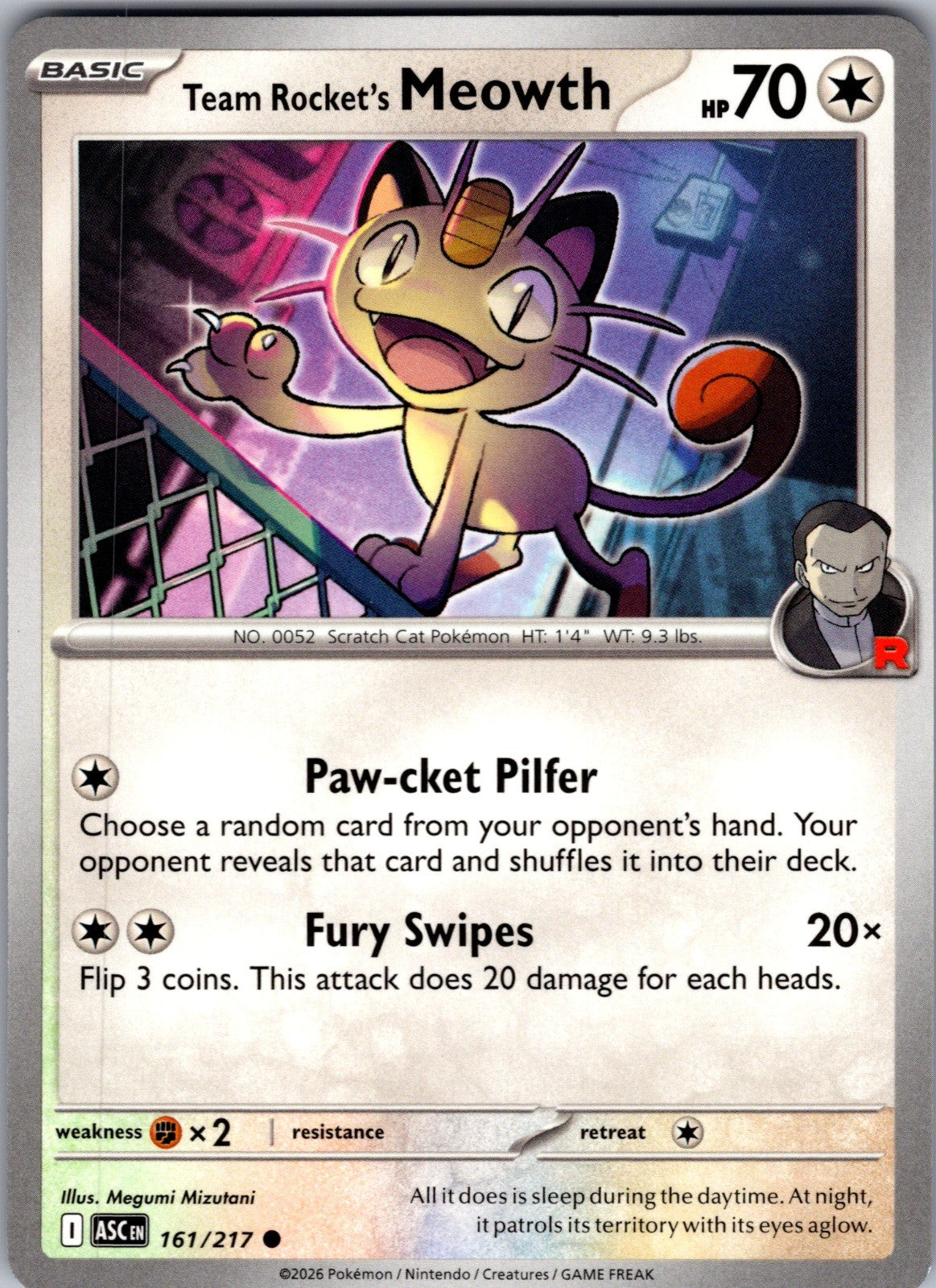 Team Rocket's Meowth Common ME: Ascended Heroes 161/217 LP