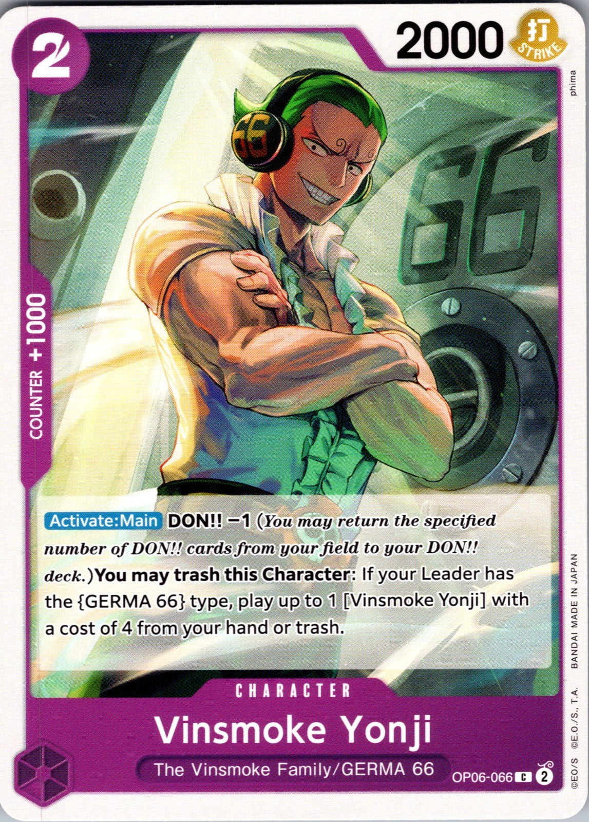 Vinsmoke Yonji (066) C Wings of the Captain OP06-066 LP