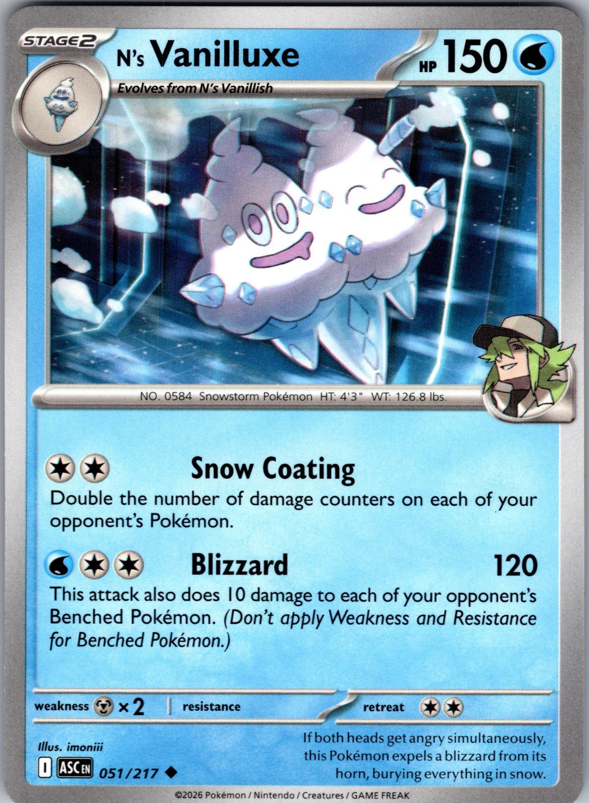 N's Vanilluxe Uncommon ME: Ascended Heroes 051/217 LP