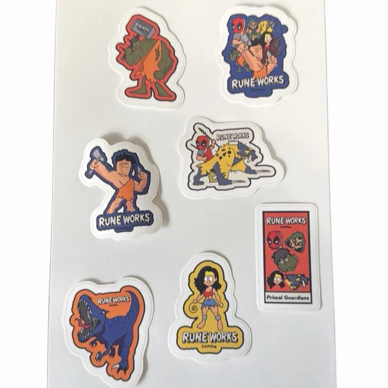 Primal Guardian Sticker Pack - Custom Die-Cut Stickers for Rune Works Comics