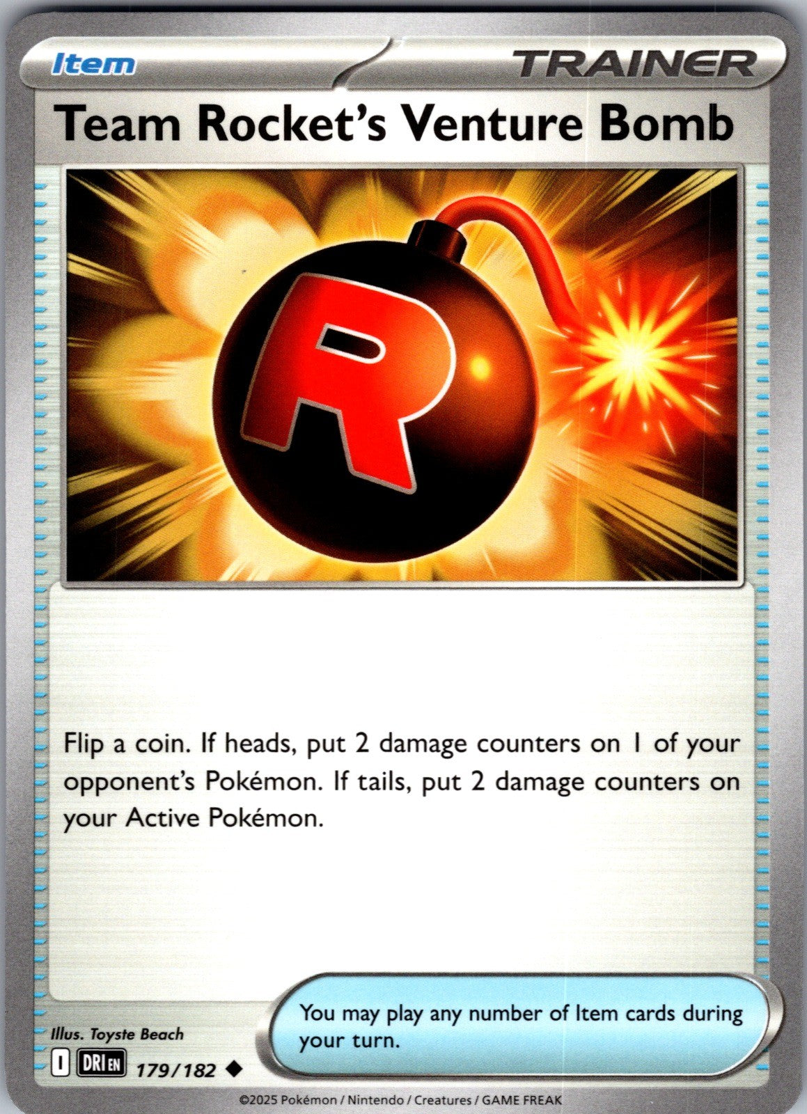 Team Rocket's Venture Bomb Uncommon SV10: Destined Rivals 179/182 LP