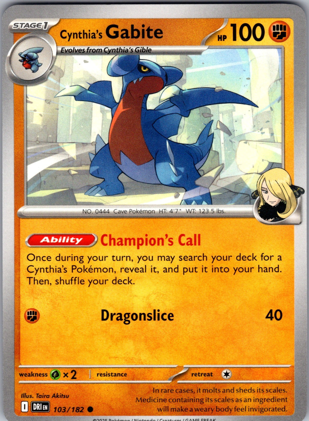 Cynthia's Gabite Common Prize Pack Series Cards 103/182 LP