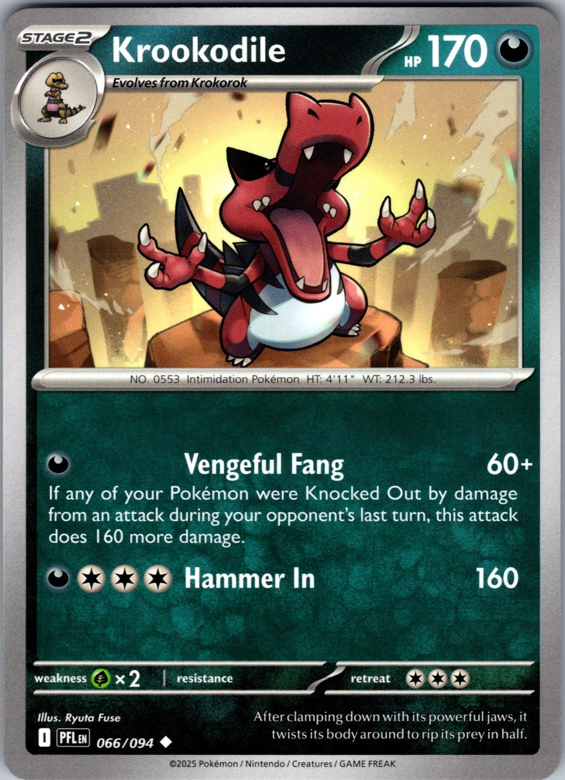 Krookodile Uncommon ME02: Phantasmal Flames 066/094 LP
