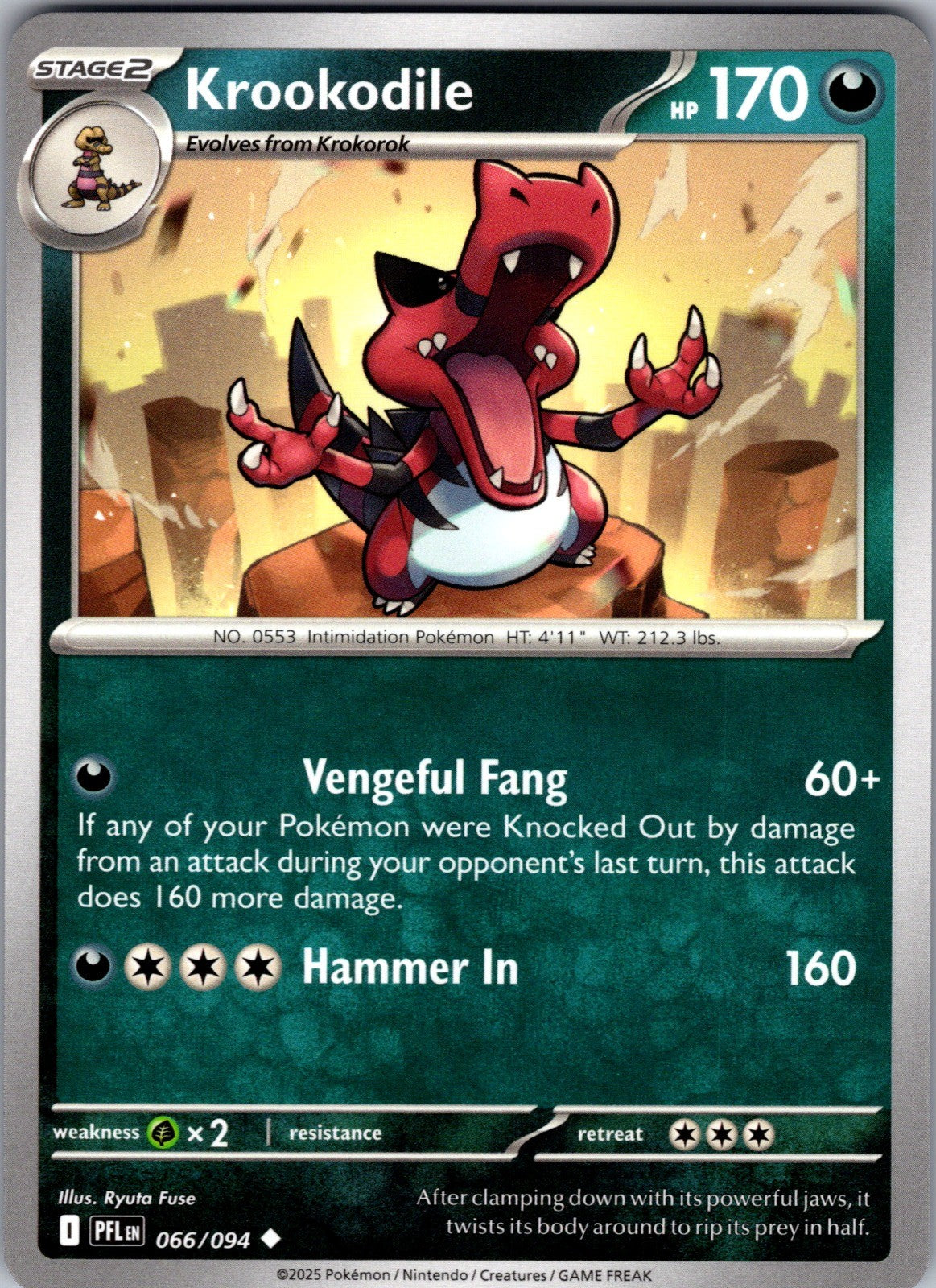 Krookodile Uncommon ME02: Phantasmal Flames 066/094 LP