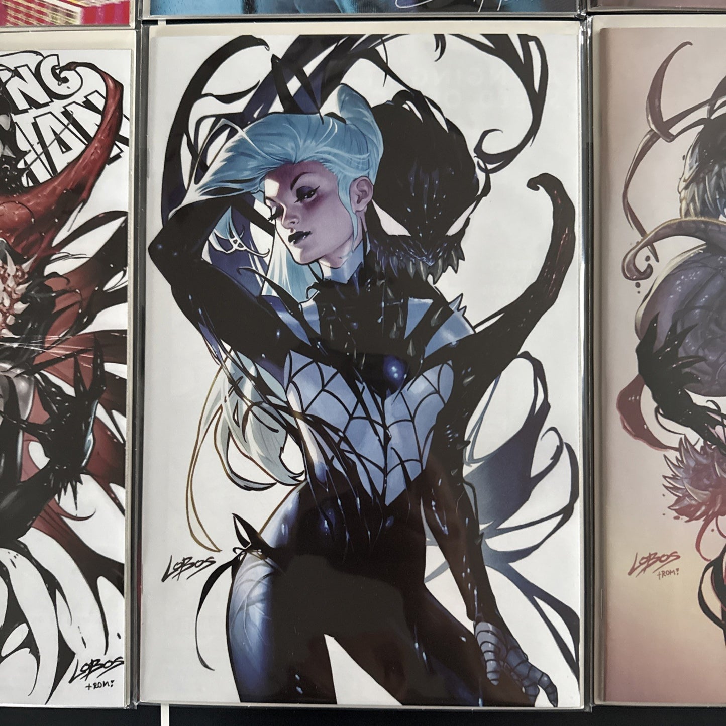 Spider-Man, spider Gwen, Miles Morales, Silk. Lobos Exclusive variant cover set