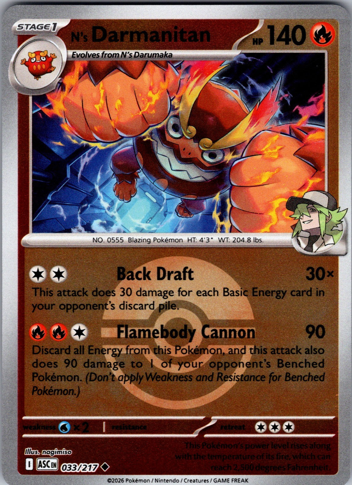 N's Darmanitan (Energy Symbol Pattern) Reverse Holo Uncommon ME: Ascended Heroes