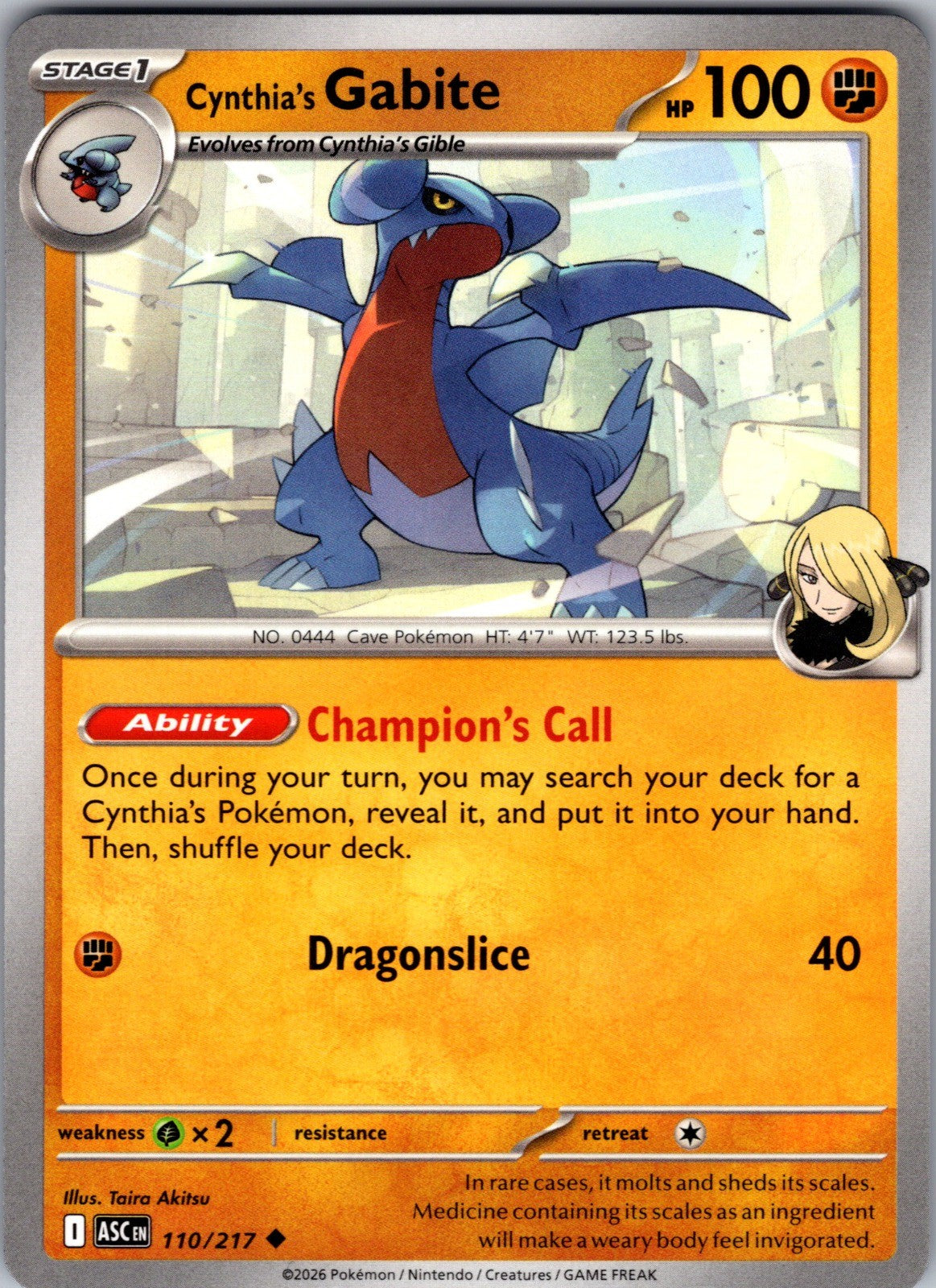 Cynthia's Gabite Common Prize Pack Series Cards 103/182 LP
