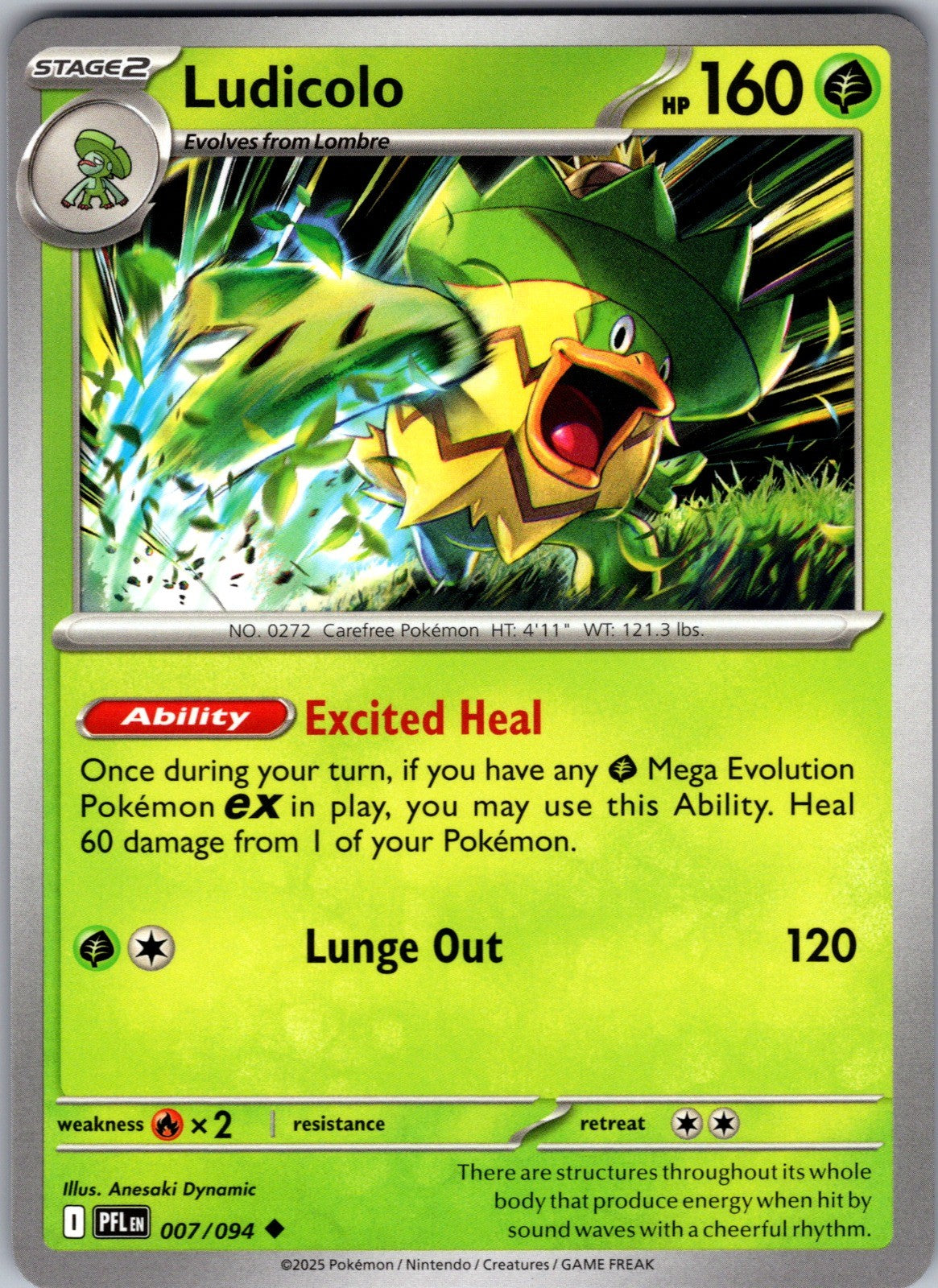 Ludicolo Uncommon ME02: Phantasmal Flames 007/094 LP