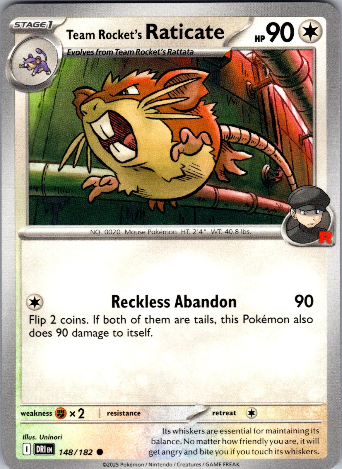 Team Rocket's Raticate Common SV10: Destined Rivals 148/182 LP