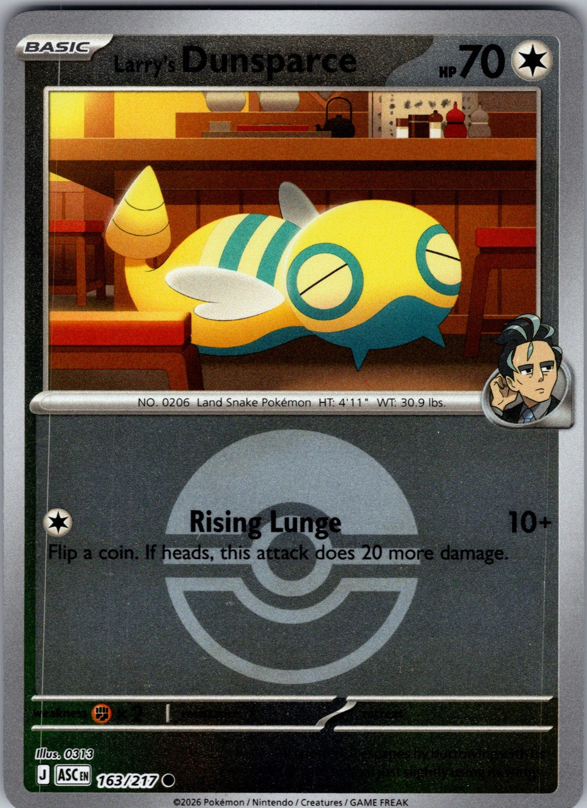 Larry's Dunsparce (Poke Ball) Reverse Holo Common ME: Ascended Heroes 163/217 LP