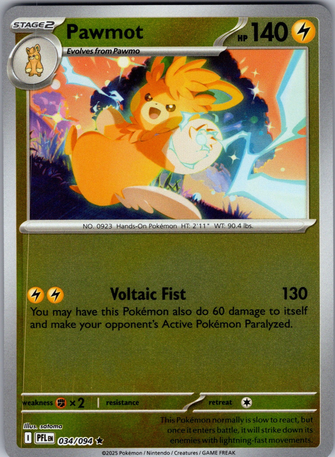 Pawmot Reverse Holo Rare ME02: Phantasmal Flames 034/094 LP