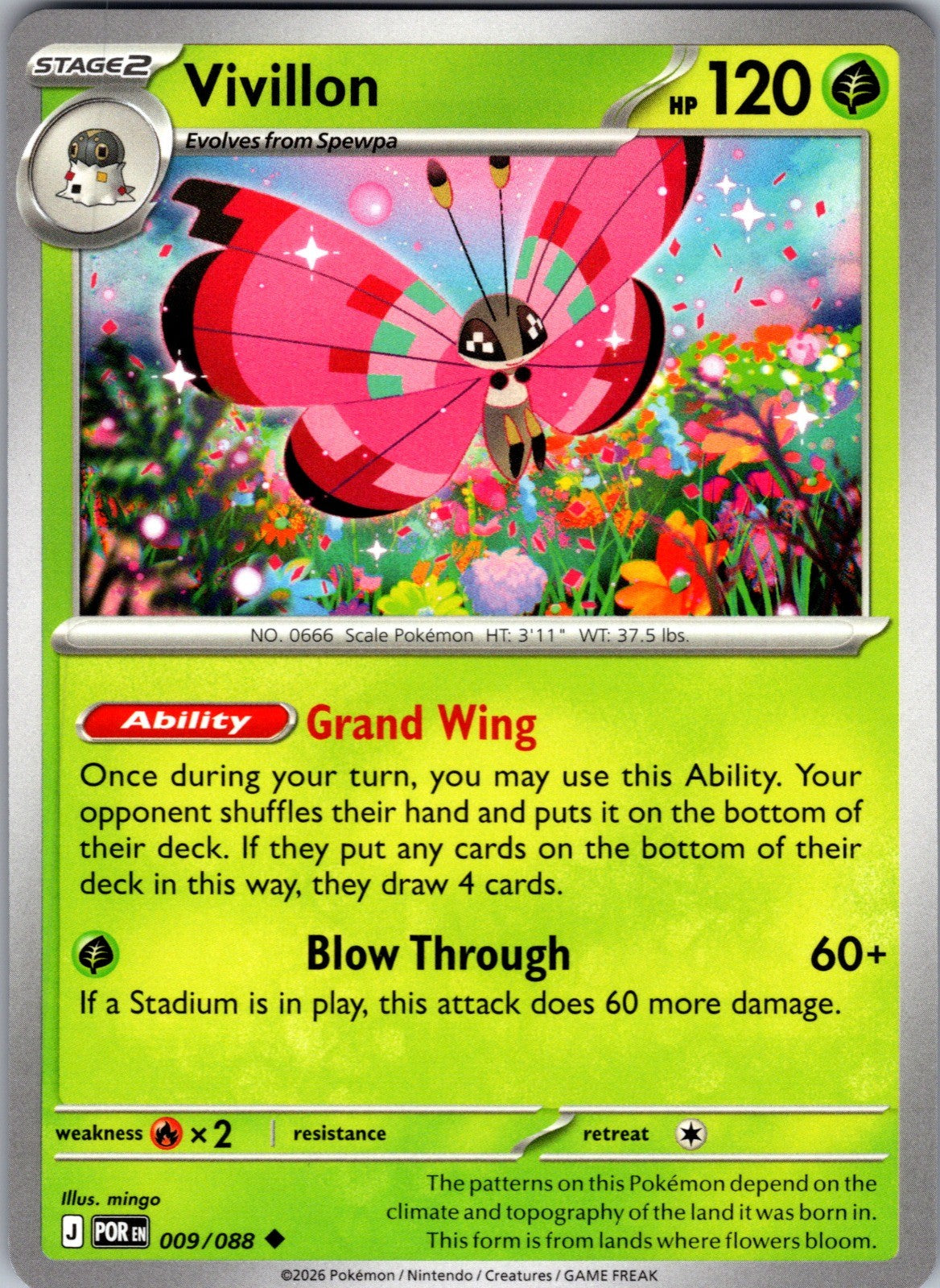 Vivillon Uncommon ME03: Perfect Order 009/088 LP