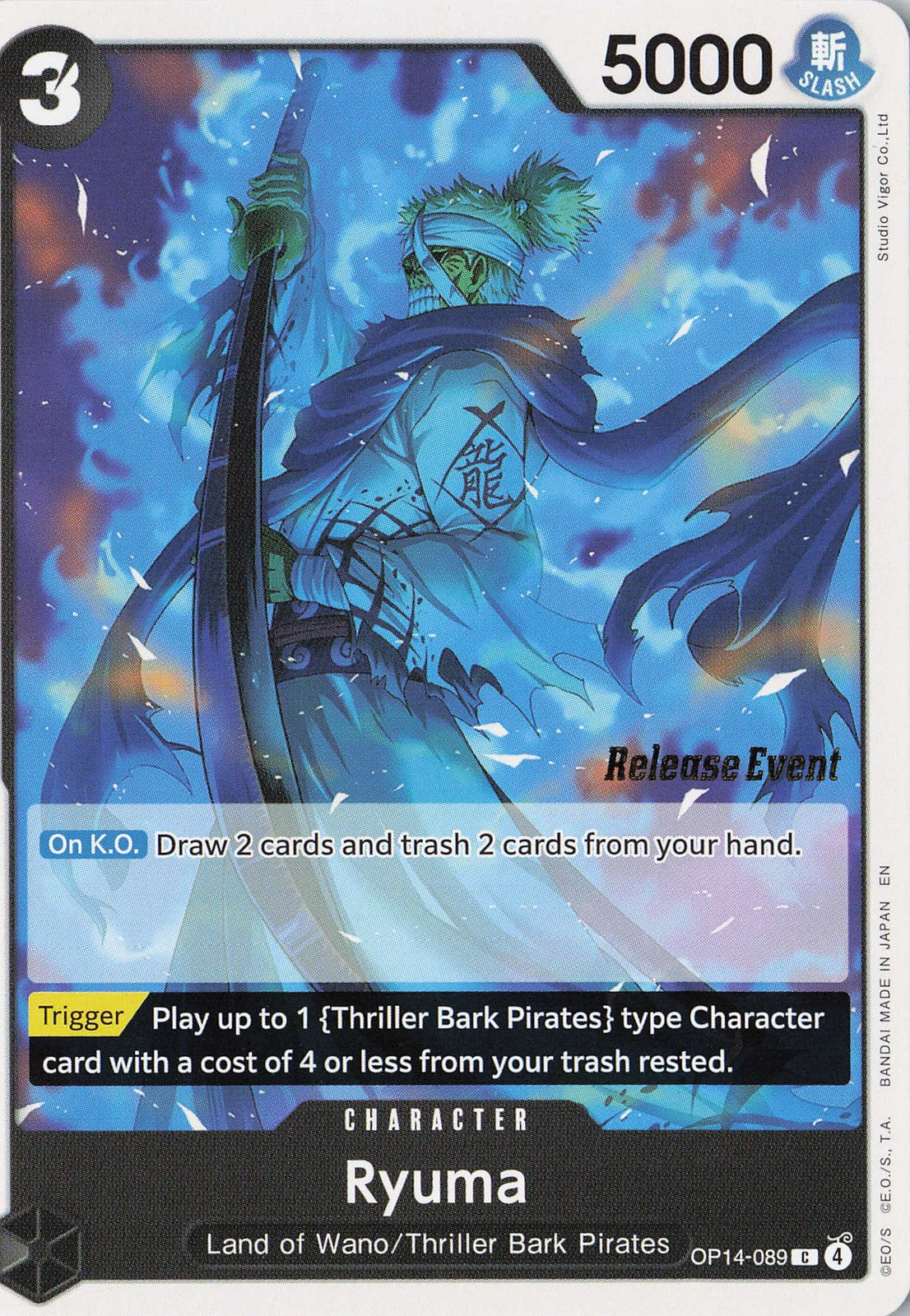 Ryuma C The Azure Sea's Seven Release Event Cards OP14-089 LP