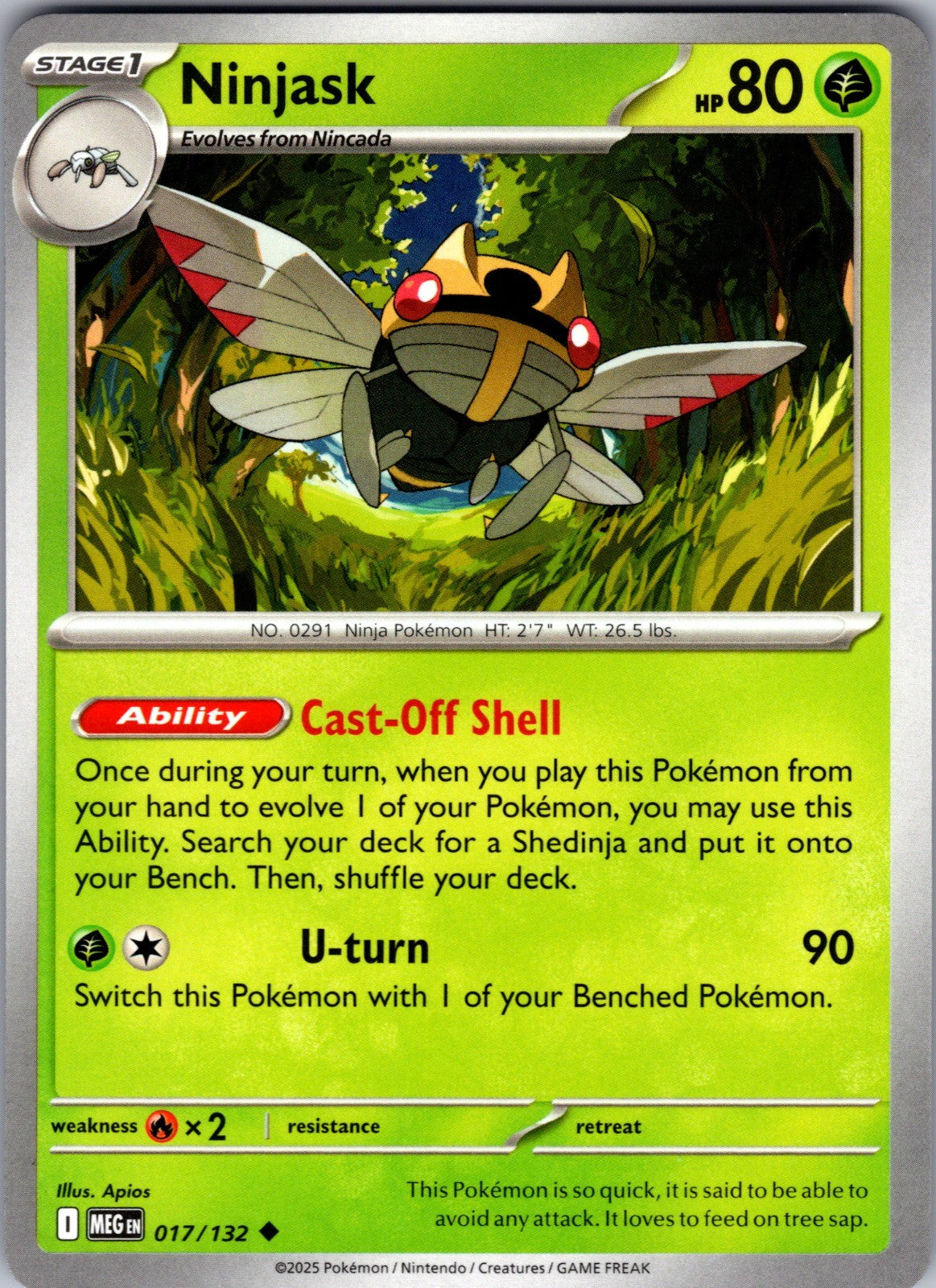 Ninjask Uncommon ME01: Mega Evolution 017/132 LP