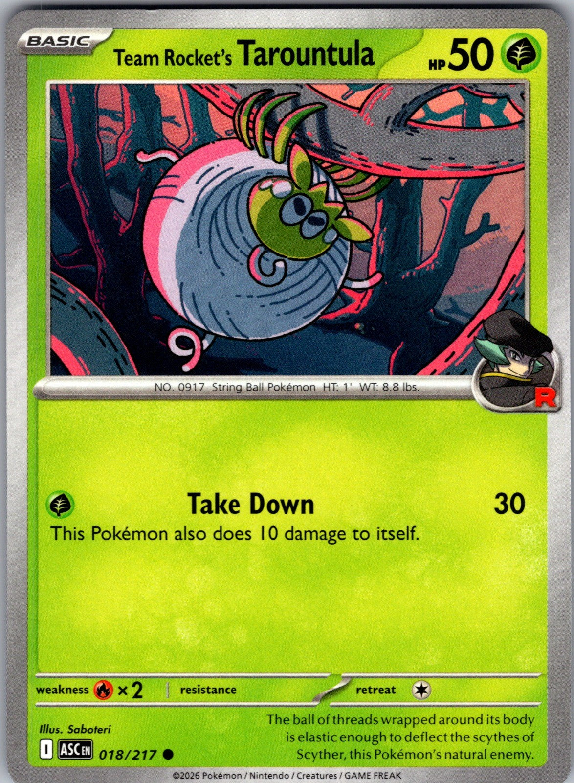 Team Rocket's Tarountula Common ME: Ascended Heroes 018/217 LP