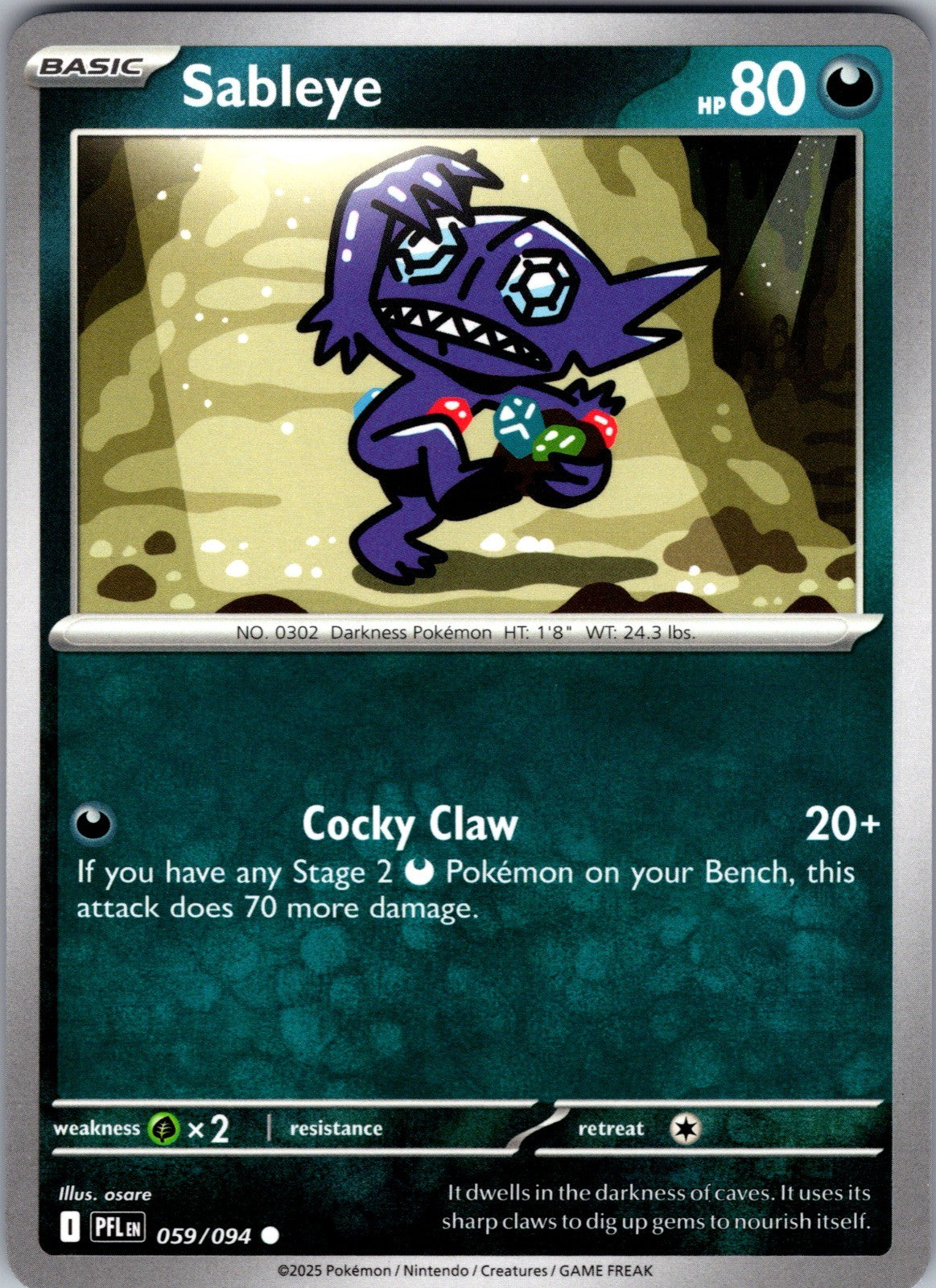 Sableye Common ME02: Phantasmal Flames 059/094 LP