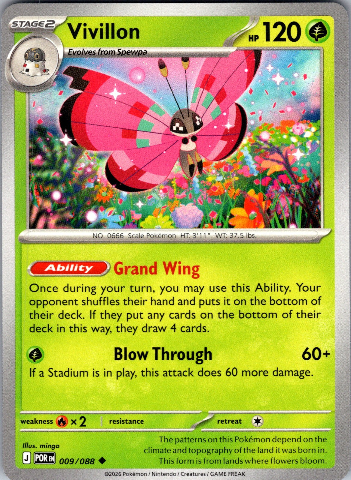 Vivillon Uncommon ME03: Perfect Order 009/088 LP