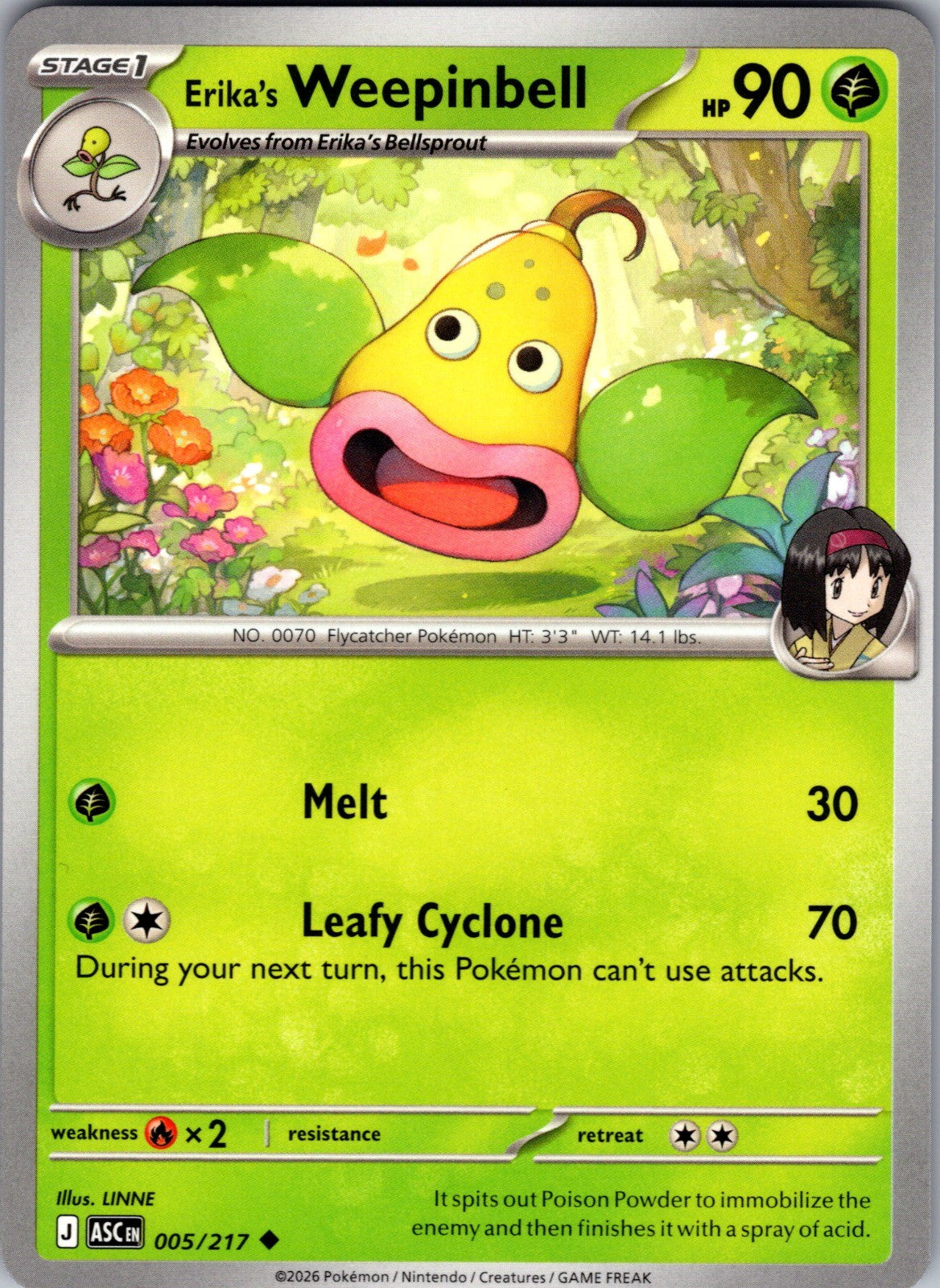 Erika's Weepinbell Uncommon ME: Ascended Heroes 005/217 LP