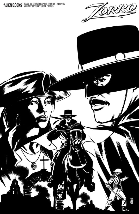 Zorro #3 Variant D (Fornés B&W) FOC July 6, 2026