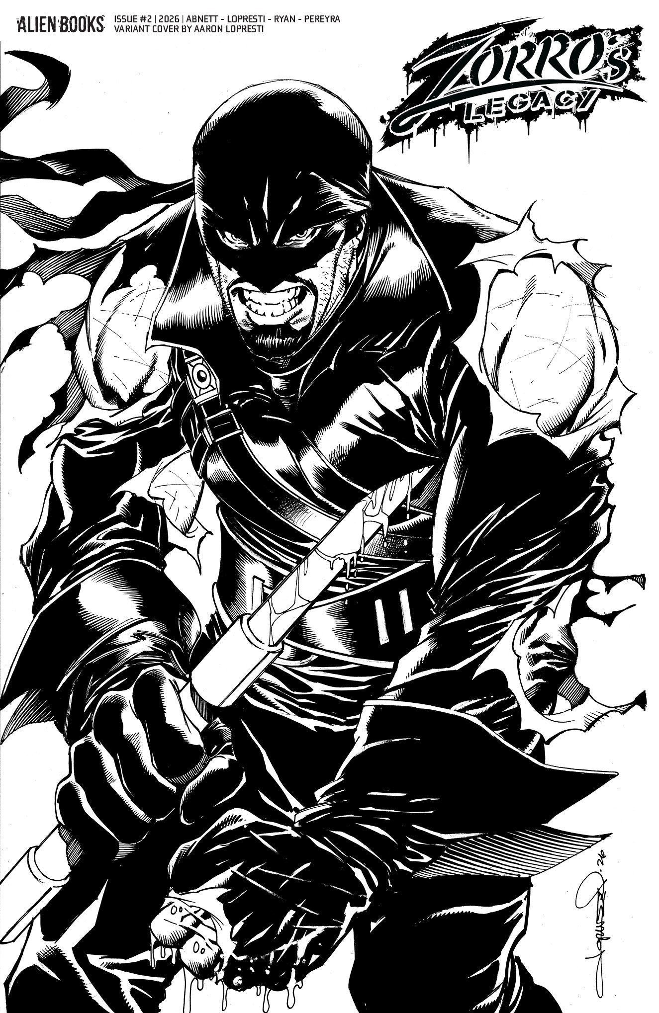 Zorro's Legacy #2 Variant D (Lopresti B&W) FOC July 13, 2026