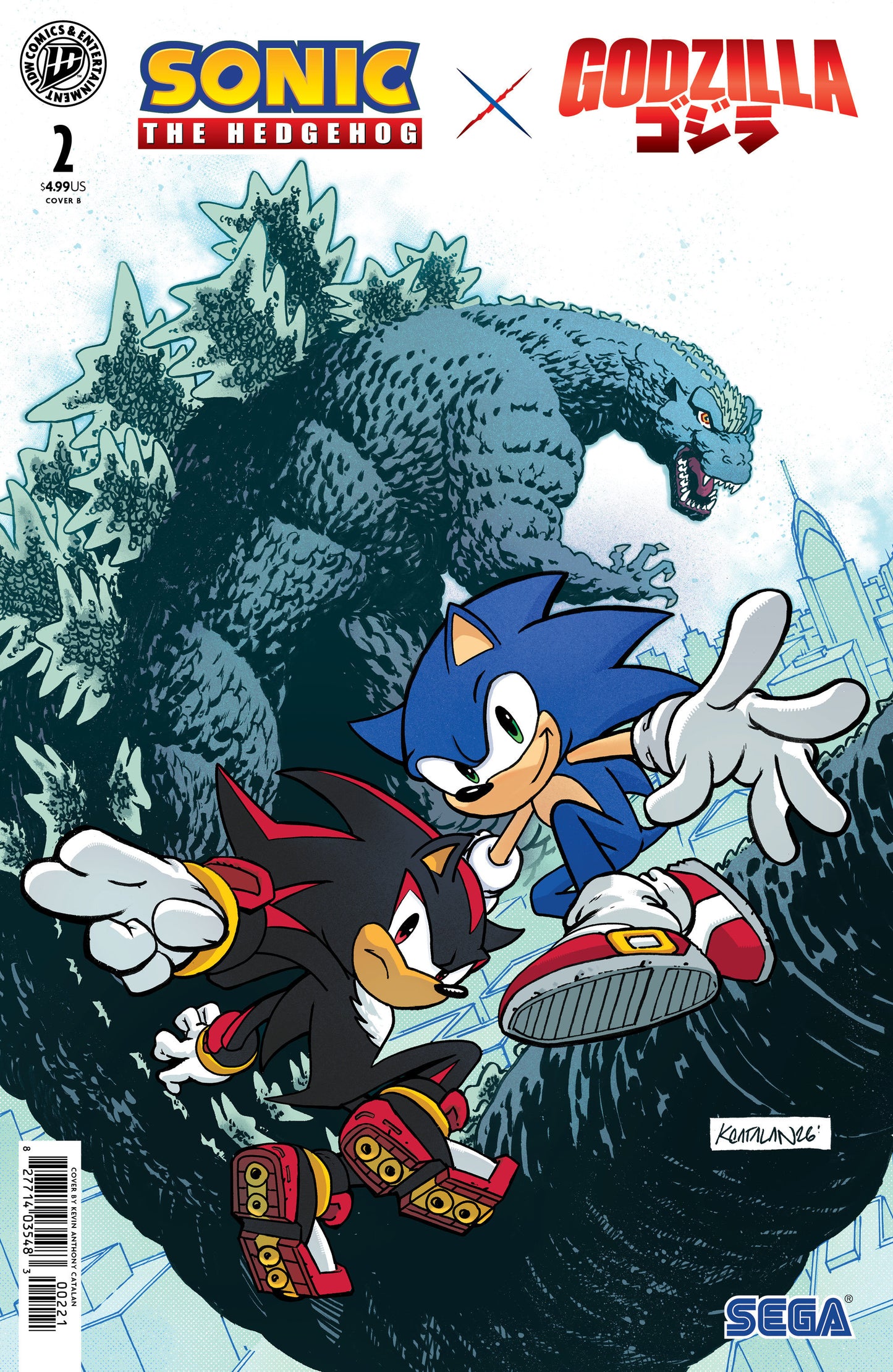 Sonic the Hedgehog x Godzilla #2 Variant B (Catalan) FOC July 27, 2026