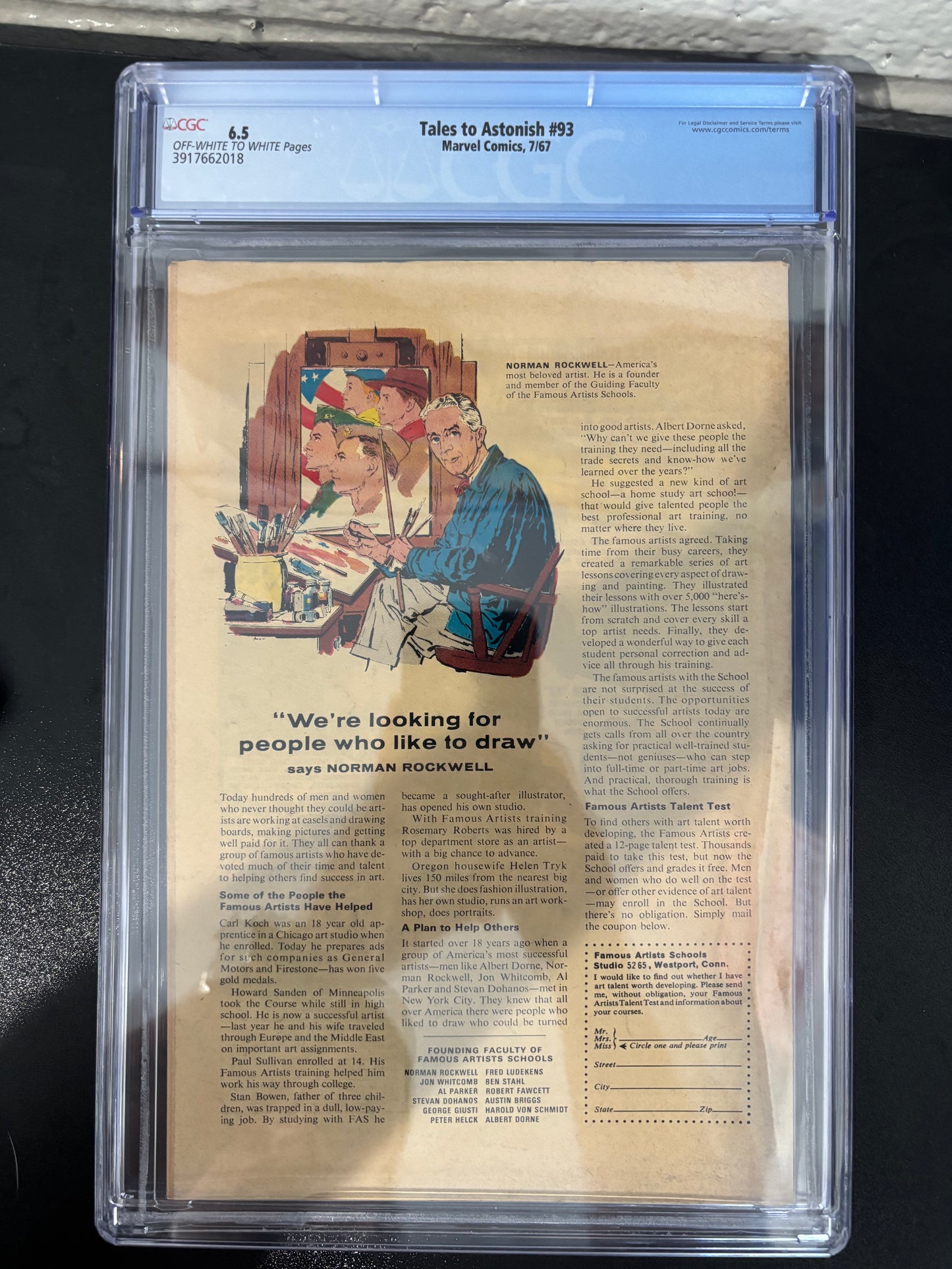 1967 KEY Tales to Astonish #93 CGC 6.5 1ST SILVER SURFER APPEARANCE OUTSIDE FF
