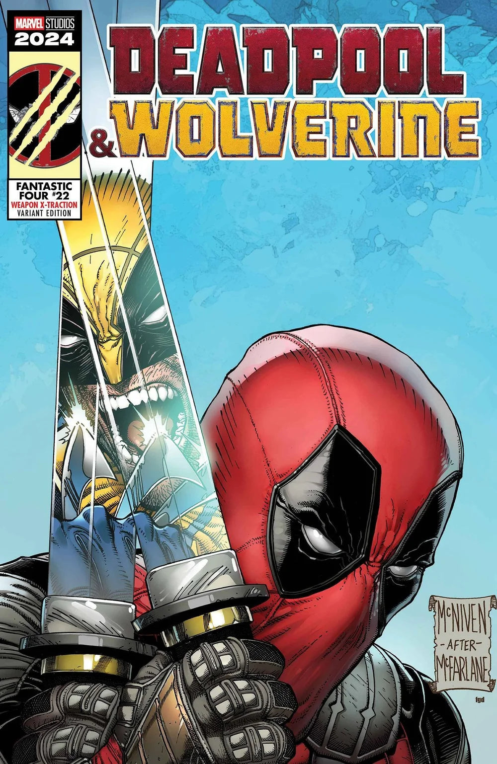Fantastic Four #22 NM- Deadpool & Wolverine McFarlane Homage Marvel 2024