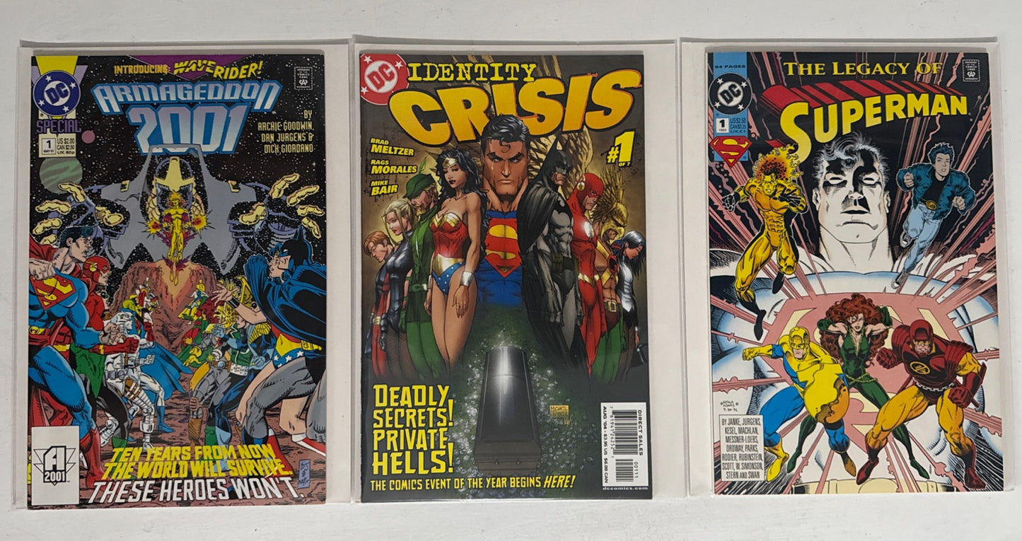 Superman Lot. All #1 Issues. Armageddon, Identity Crisis, Legacy.